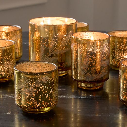 Etched Mercury Glass Hurricane - Elegant Candleholder | West Elm