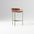 Open Box: Lenox Counter Stool (26") - Performance Distressed Velvet Burnt Umber, Blackened Brass