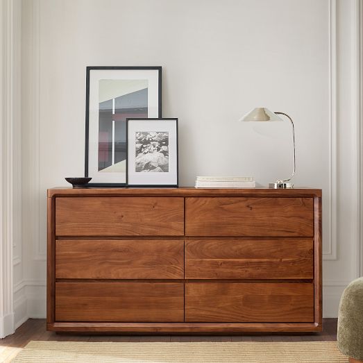 solid wood 6 drawer dresser Atten 6-Drawer Wide stained in a rich finish Amish Prudence Solid Wood Six