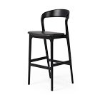 Open Box: Scooper Ash Wood Leather Bar Stool (30") - Sonoma Black