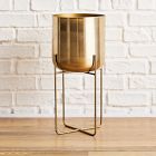 Open Box: Spun Metal Standing Large Floor Planter (9.25"D x 20.5"H) - Antique Brass