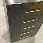 Open Box: Alexa Burnished Pedestal 5-Drawer Dresser (30&rdquo;) - Burnished Black, Brass