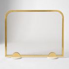 Open Box: Deco Metal Fireplace Screen, Medium (38" x 32") - Antique Brass, Marble Base