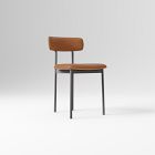 Open Box: Grier Leather Dining Chair - Ludlow Leather Sesame, Textured Antique Bronze