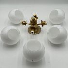 Open Box: Staggered Glass 5-Light Flush Mount (17") - Antique Brass