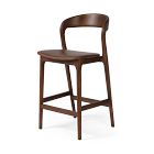 Open Box: Scooper Ash Wood Leather Counter Stool (38.75") - Sonoma Cocoa