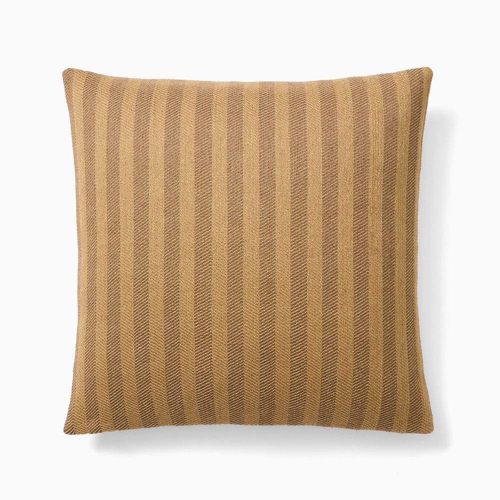 Twill Stripe Pillow Cover, Sepia + Down Alt Insert