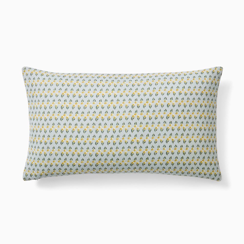 Emma Chamberlain Reversible Floral Pillow Cover - 12"x21", Blue + Feather Insert