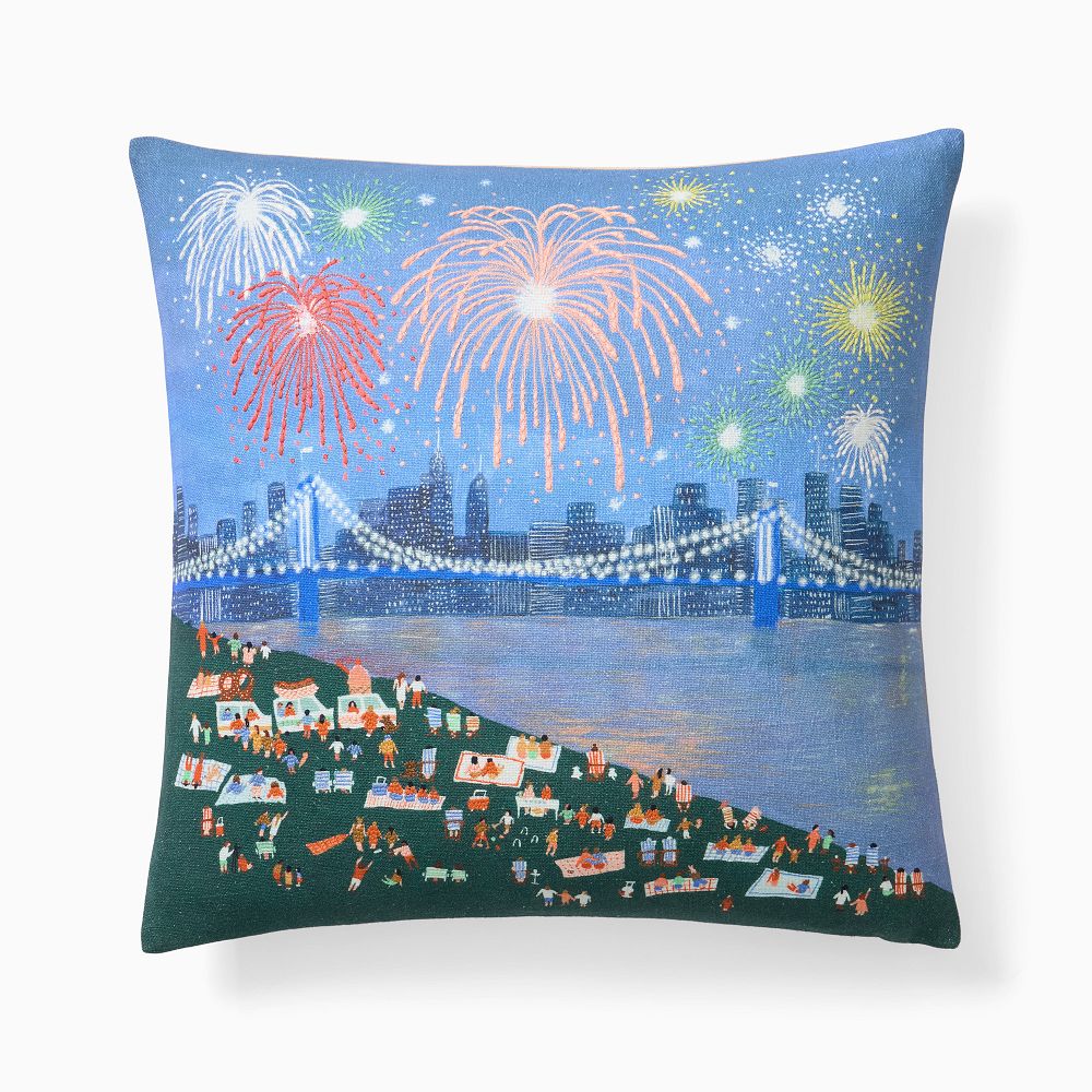 Fireworks Pillow - 20"x20", Multi + Down Alt Insert