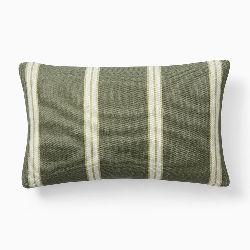 Emma Chamberlain Reversible Mini Stripe Outdoor Lumbar Pillow - 12x21, Green/Blue