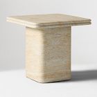 Royce Faux Travertine Pedestal Side Table (18")