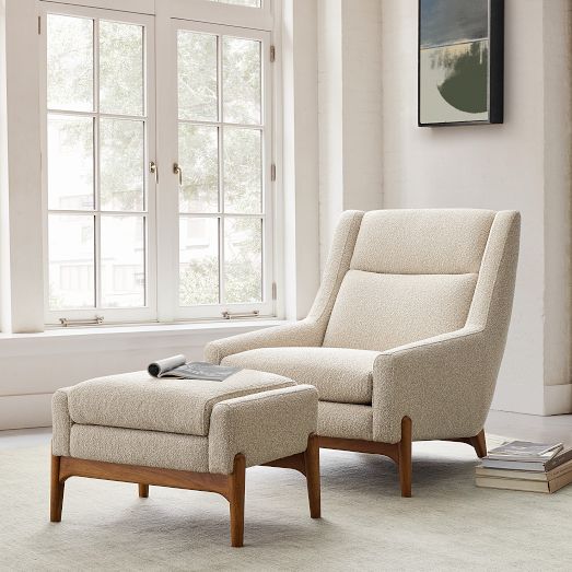Kristoff Leather Swivel Chair & Ottoman Set | West Elm