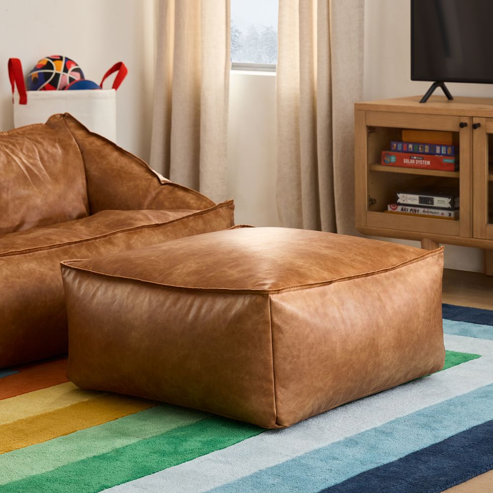 Vegan Leather Lounger Ottoman by West Elm
