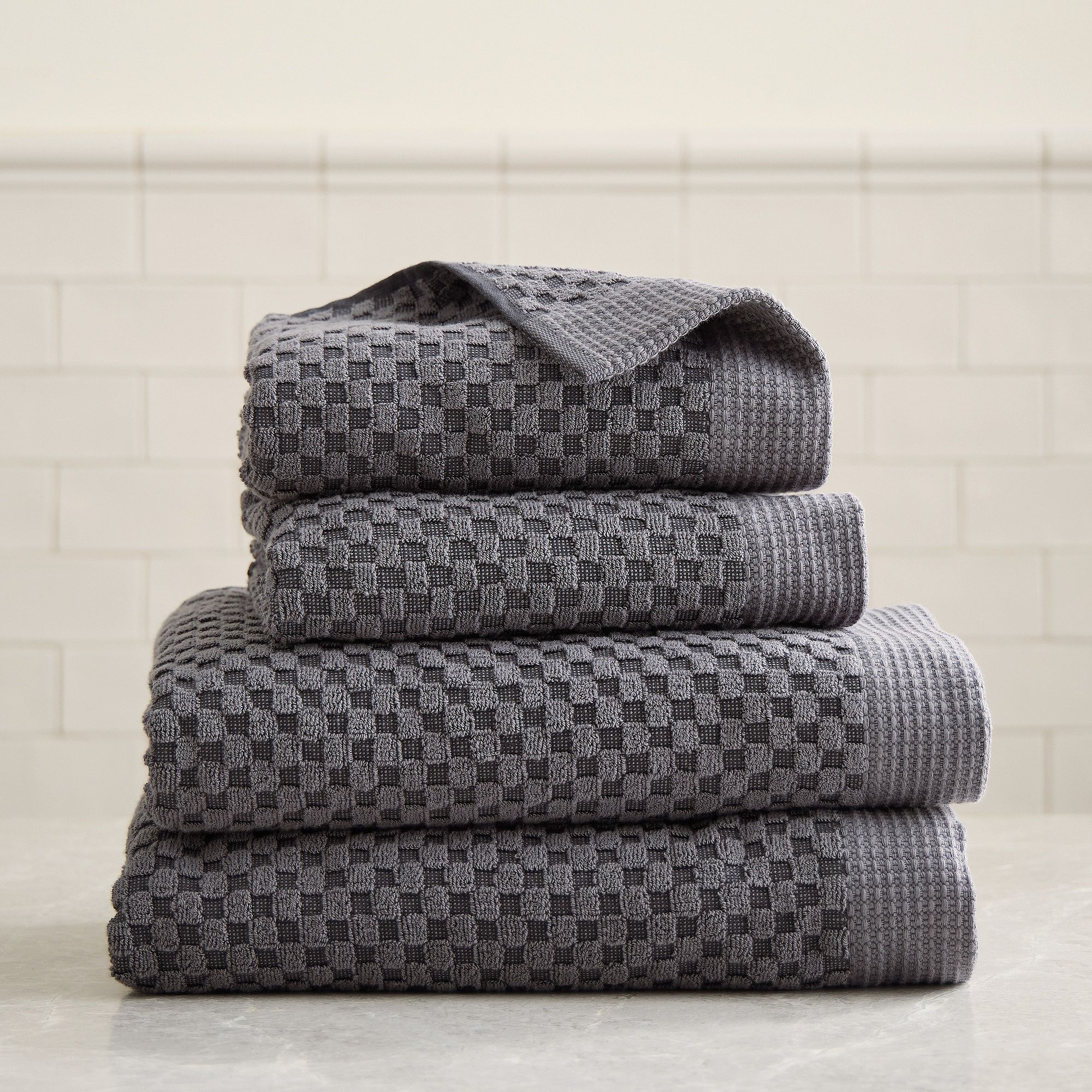 Elara Bath Towels Sets - Pewter, Set of 4 - (2 Bath Towels, 2 Hand Towels)