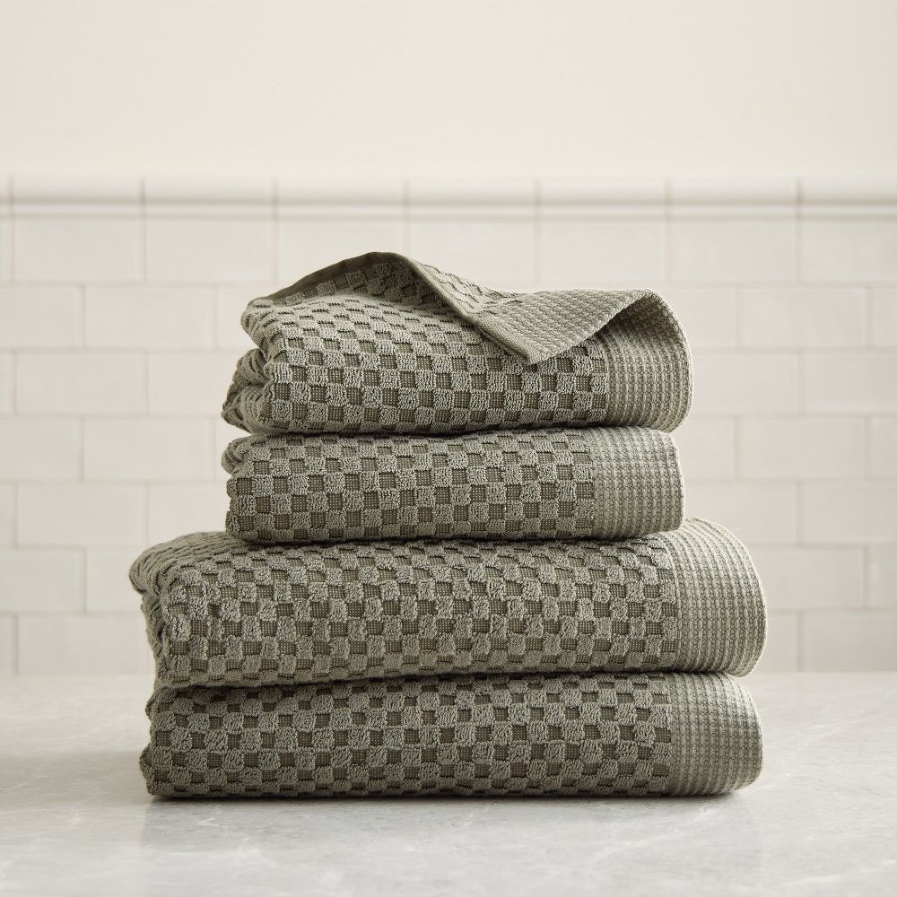 Elara Bath Towels Sets - Vetiver Green, Set of 4 - (2 Bath Towels, 2 Hand Towels)