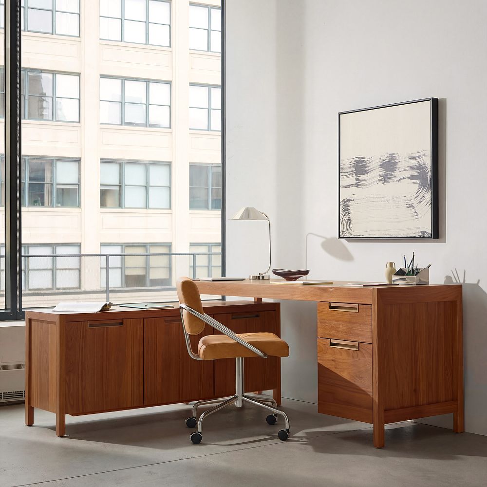 Hughes L-Shaped Desk with File & Storage Cabinets (68") by West Elm