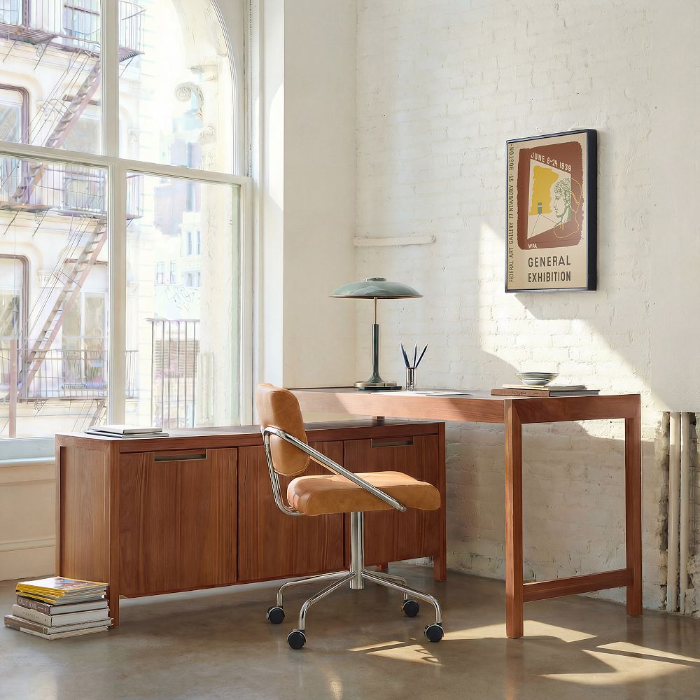 Hughes L-Shaped Desk with Storage Cabinet (56") by West Elm