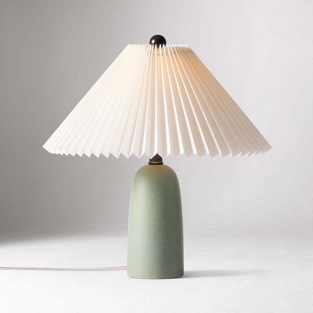 Louis Table Lamp (13"–23") - Pleated - 13", Green/Pleated