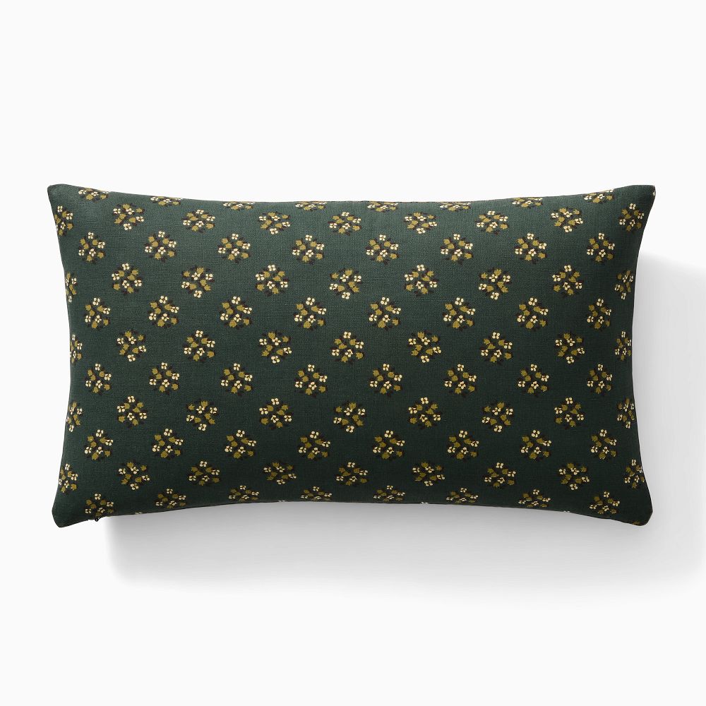 Emma Chamberlain Reversible Floral Pillow Cover - 12"x21", Green + Down Alt Insert