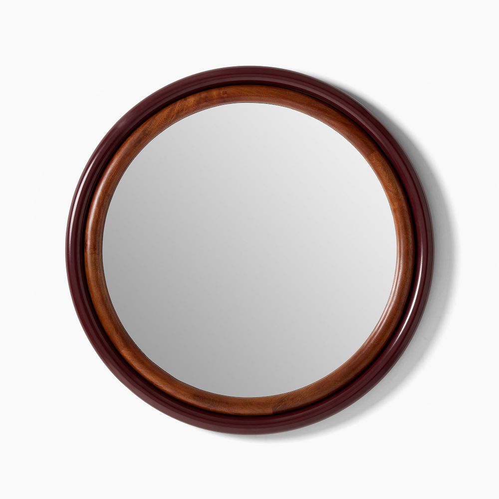 Emma Chamberlain Tubular Round Wall Mirror - Round, Metal, Red, 30"