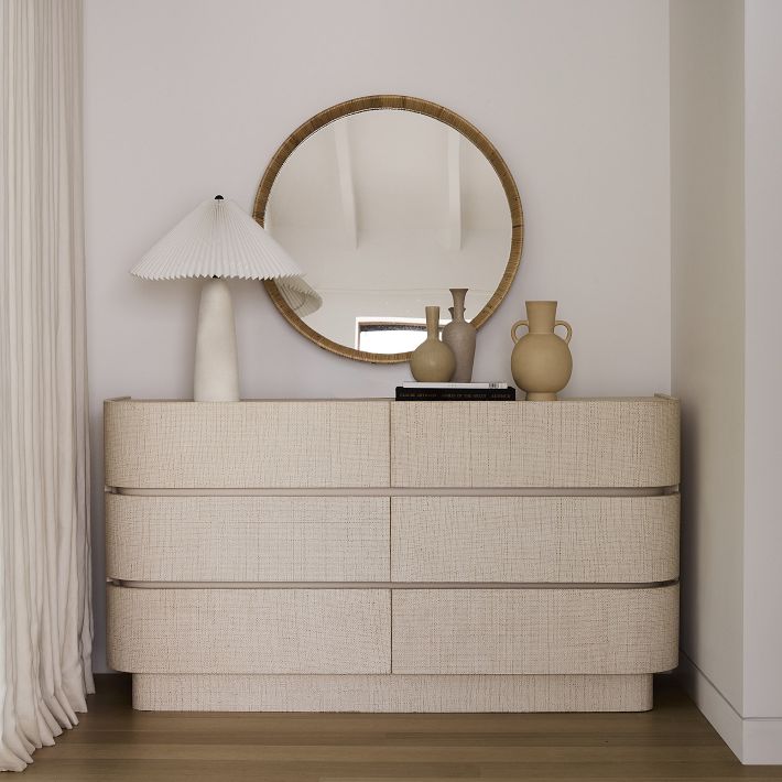 Solstice Painted Raffia 6-Drawer Dresser 60