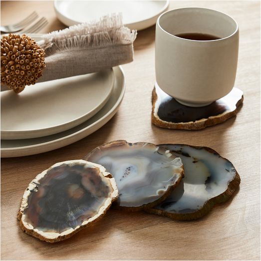 Agate Coasters, Crystal Drinkware | West Elm