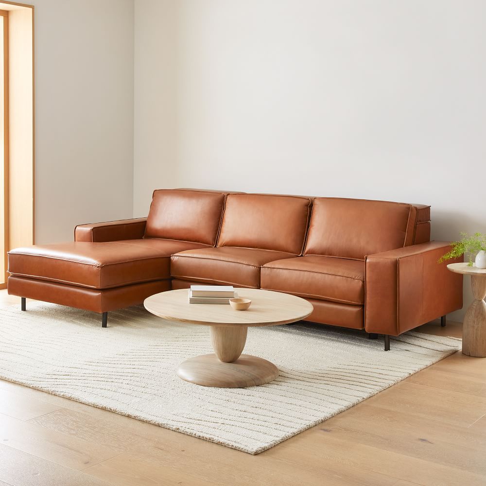 Axel Motion Reclining Leather 3-Piece Reclining Chaise Sectional (108") by West Elm