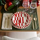 Red Geo Stoneware Salad Plate Sets