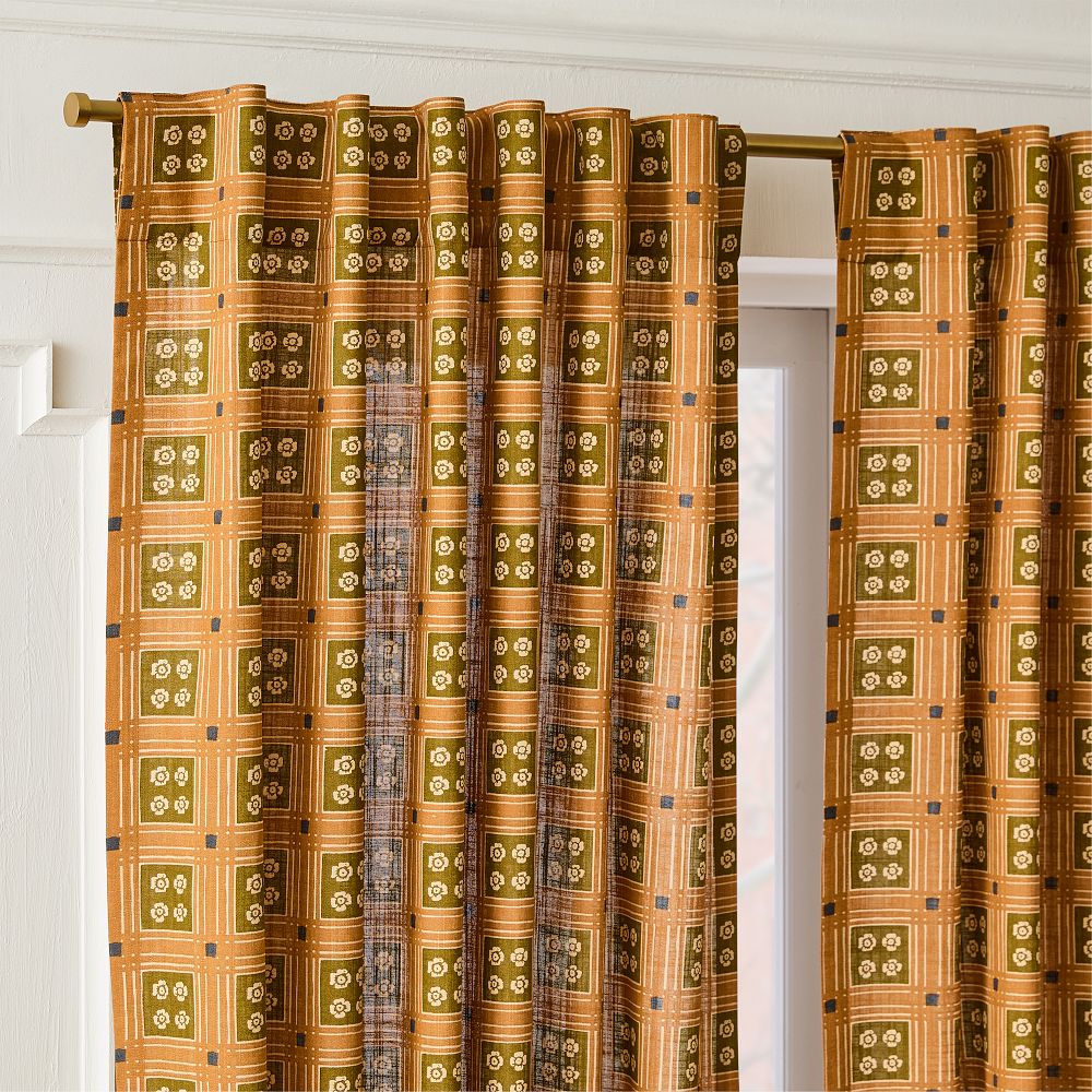 Pierce & Ward Floral Grid Curtain by West Elm