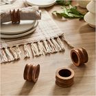 Grooved Wood Napkin Ring Sets 