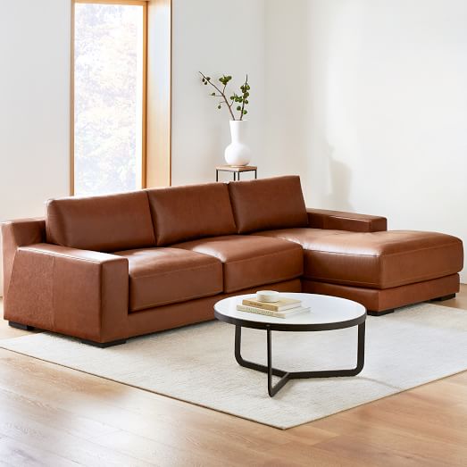 Dalton Leather 2-Piece Chaise Sectional (111"-121") by West Elm