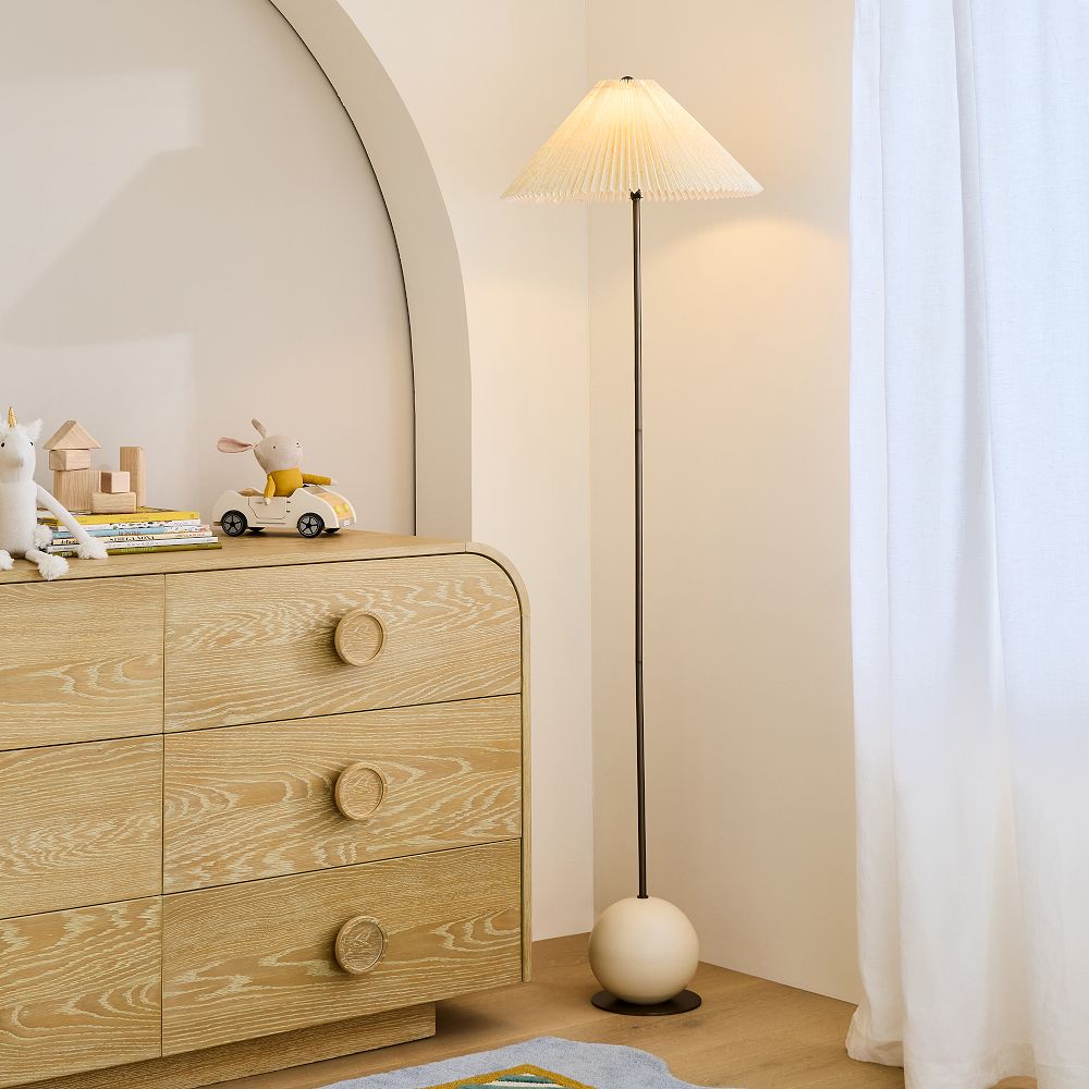 Metal Sphere Floor Lamp & Pleated Shade (66") | West Elm