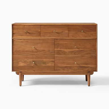 modern dresser under 200 SinCiDo Modern 8 Drawer Dresser, Curved Profile Design, 55" Wide Mid Century Wood Storage Organizer for Bedroom, Living Room, Natural Oak