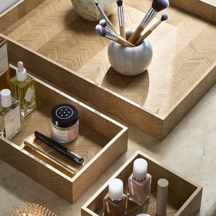 Georgia Graphic Wood Trays Natural Oak | West Elm