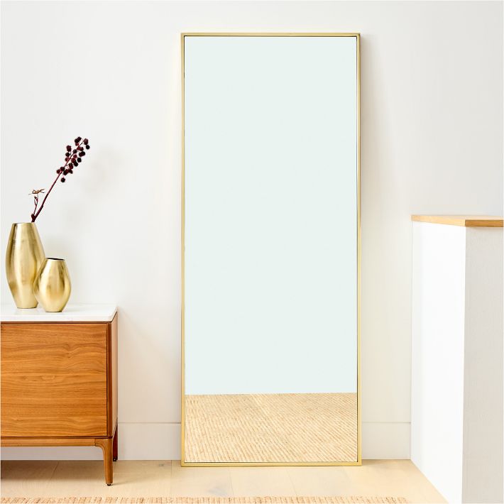 Metal Frame Antique Gold Floor Mirror | West Elm