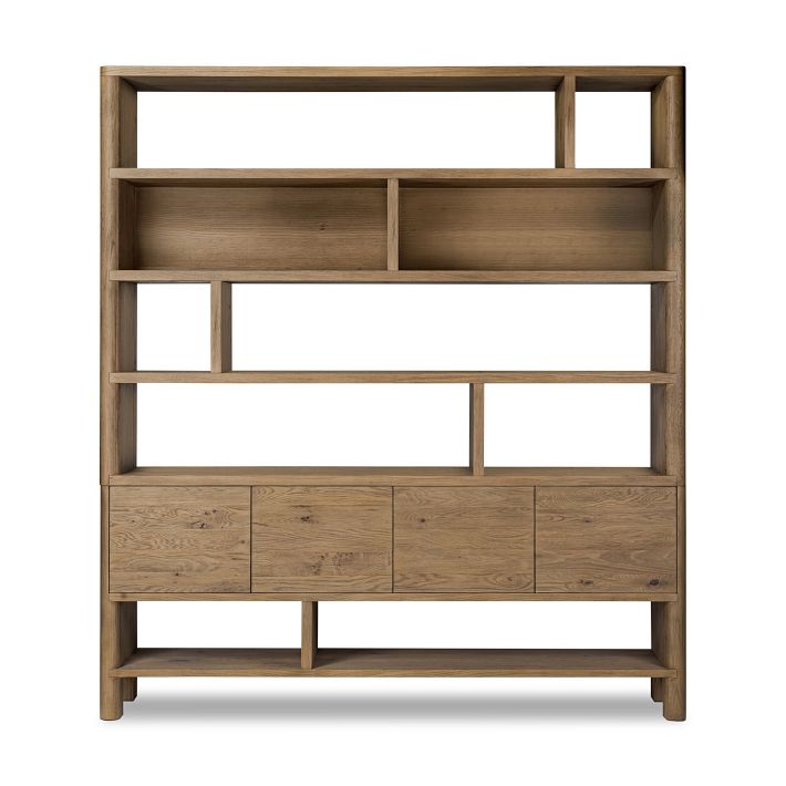 Zelina Oak Wide Bookcase 84