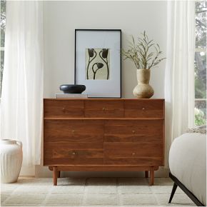Keira 7 Drawer Dresser, 48", Acacia Solid Black, West Elm