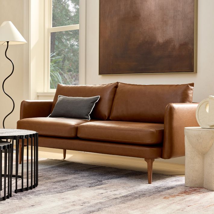 West Elm ウエストエルム　1pソファ Auburn Leather Loveseat (70