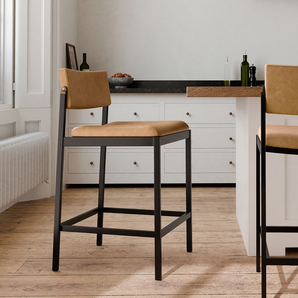 Freeman Leather Counter Stool by West Elm