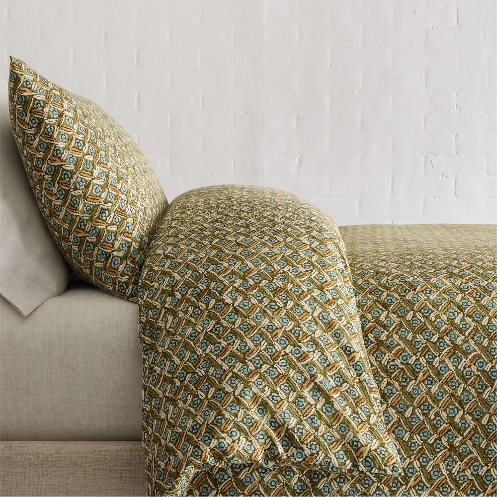 Pierce & Ward Floral Lattice Duvet Cover - Full/Queen - Olive