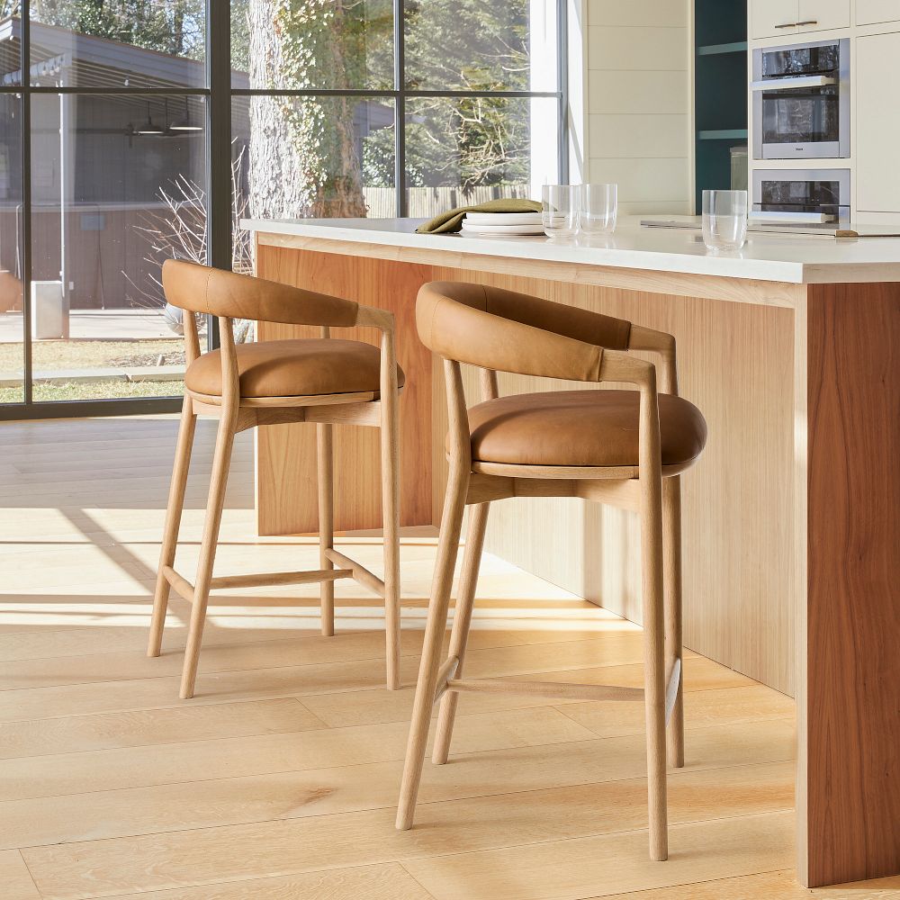 Irvine Leather Counter Stool by West Elm