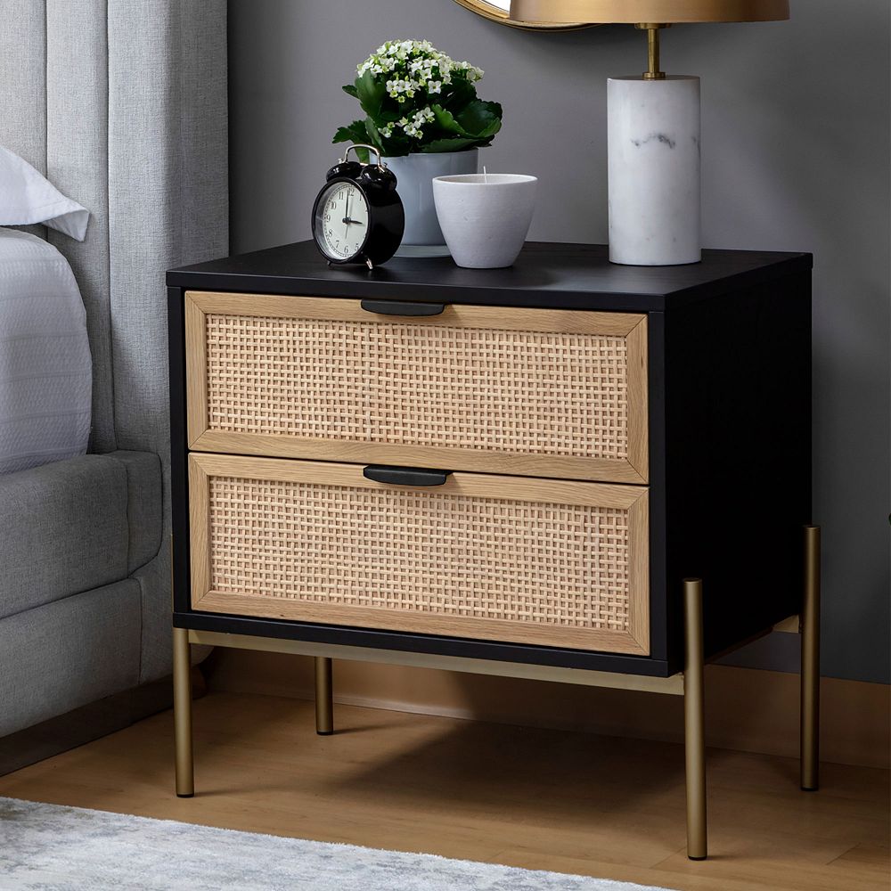 Lofted Rattan & Wood 2-Drawer Nightstand (25.75") by West Elm