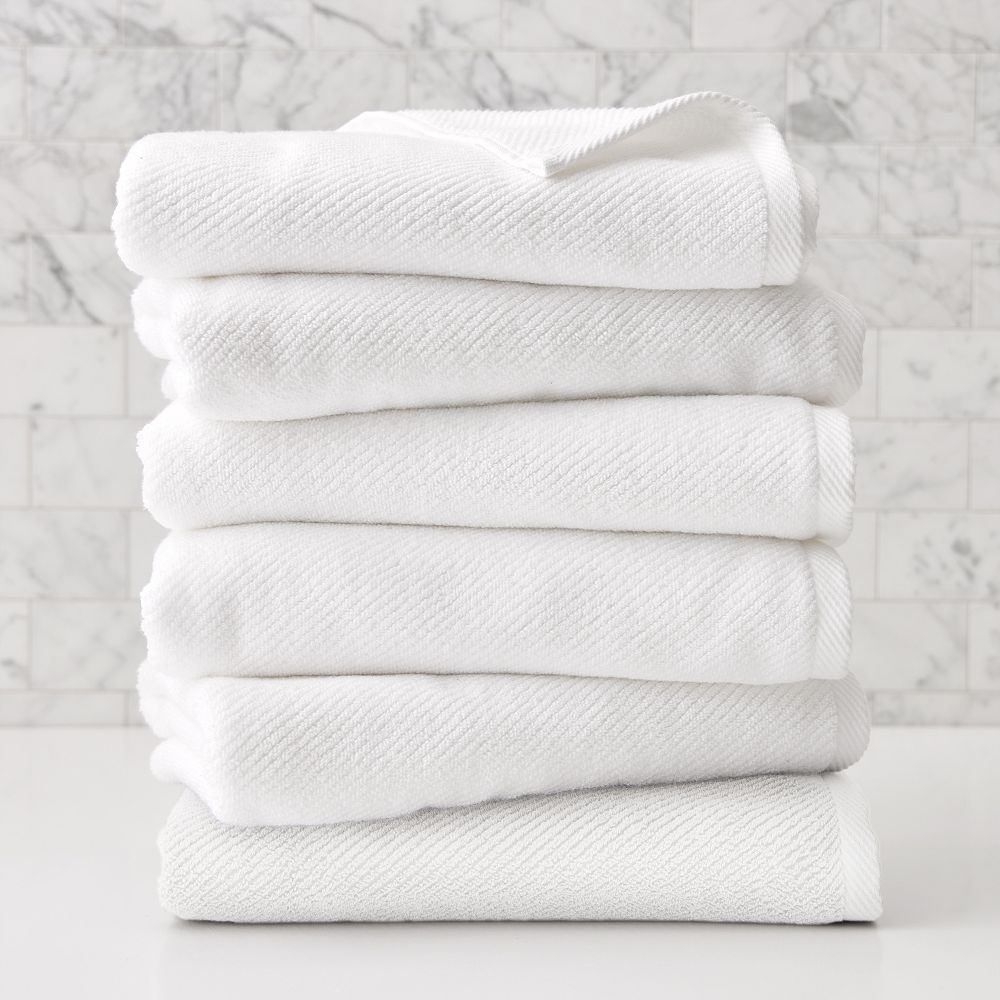 Diagonal Ribbed Towel Sets - White, Set of 6 - (6 Bath Towels)