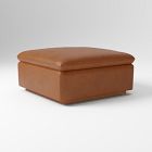Open Box: Calvin Leather Ottoman - Ludlow Leather Mace, Cool Walnut