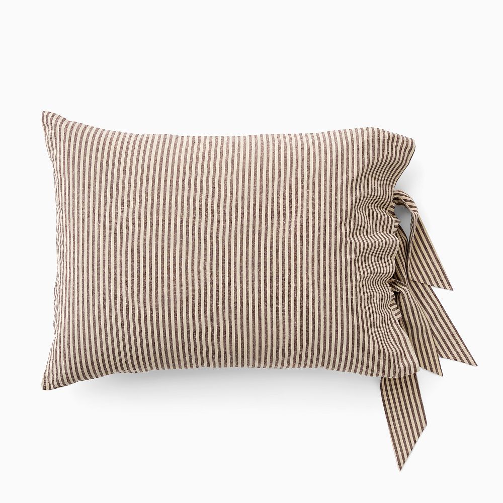 Pierce & Ward Cotton Linen Stripe Duvet Cover & Shams - Brown