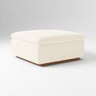 Open Box: Calvin Ottoman - Performance Velvet Alabaster, Cool Walnut