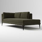 Open Box: Andes Right-Arm Bumper Chaise - Performance Distressed Velvet Juniper, Dark Pewter