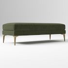 Open Box: Andes Bench, Performance Distressed Velvet Tarragon, Blackened Brass
