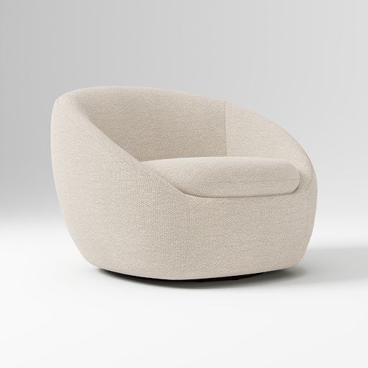 Open Box: Cozy Swivel Chair - Yarn Dyed Boucle Alabaster | West Elm