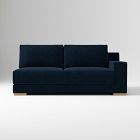 Open Box: Build Your Own Dalton Sectional, Right-Arm 2.5 Seater Sofa - Performance Distressed Velvet Ink Blue, Almond